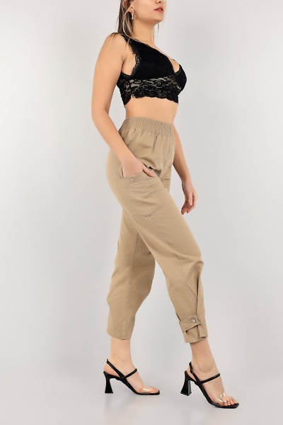 Bisküvi Paça Çıt Çıtlı Bayan Gabardin Pantolon 103229