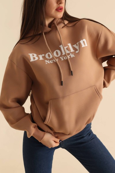 Bisküvi Şardonlu Baskılı Bayan Sweat 222040