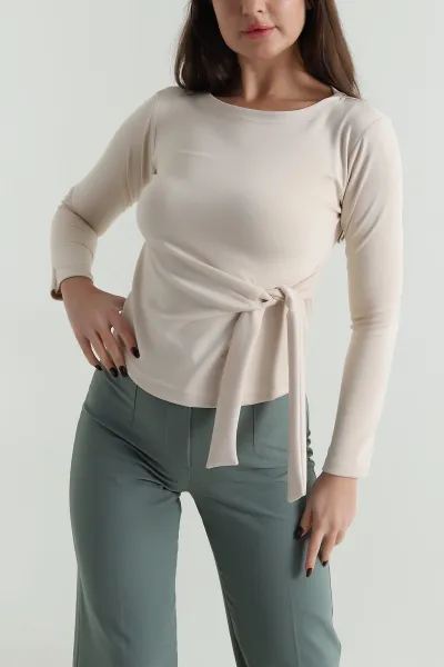 Bisküvi Yanı Bağlamalı Kadın Bluz 499588