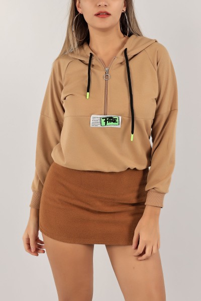 Bisküvi Yarım Fermuarlı Beli Lastikli Sweat 140682