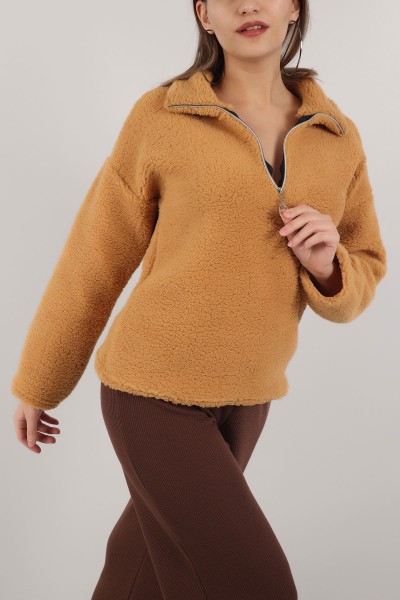 Bisküvi Yarım Fermuarlı Yumoş Sweat 153483