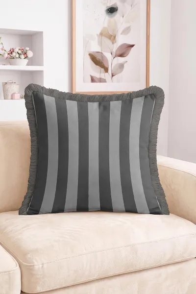 43x43 Cm Dijital Baskılı Fermuarlı Çift Taraflı Saçaklı Kırlent Kılıfı 483409