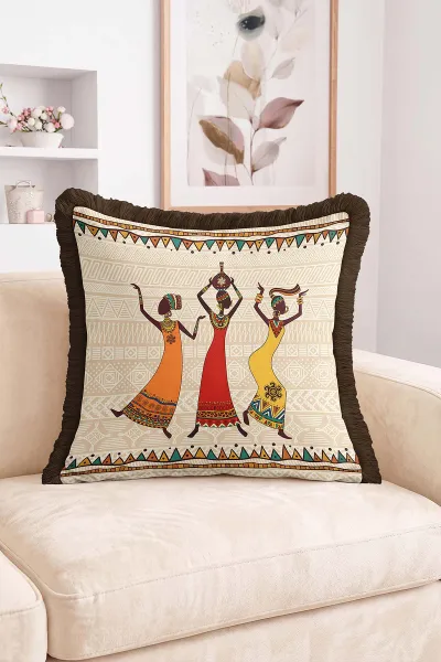 43x43 Cm Dijital Baskılı Fermuarlı Çift Taraflı Saçaklı Kırlent Kılıfı 483430