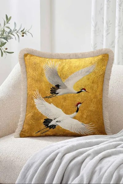 43x43 Cm Dijital Baskılı Fermuarlı Çift Taraflı Saçaklı Kırlent Kılıfı 483472