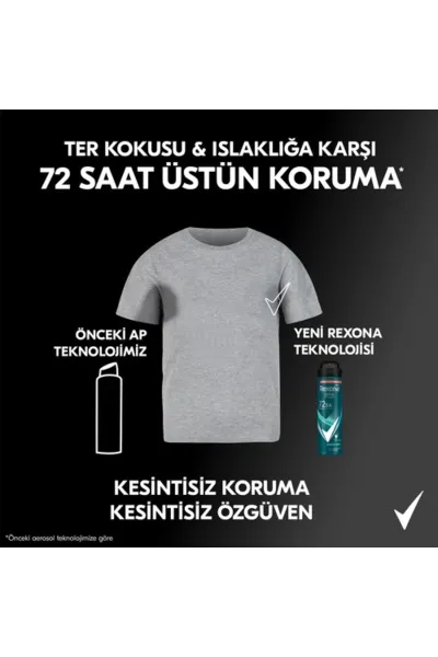 Rexona Men Erkek Sprey Deodorant Ocean Deep 72 Saat Kesintisiz Koruma 150 ml 286788