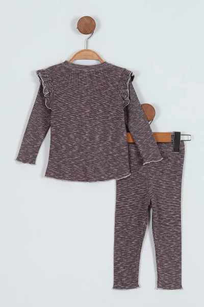 Bordo (1-4 Yaş) Omuz Fırfırlı Kız Çocuk Takım 238042