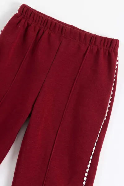 Bordo (1-4 Yaş)Kelebek Nakışlı Kolları Fırfırlı  3 İp Şardonlu Kız Çocuk&Bebek Kışlık Takım 489399