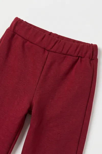 Bordo (1-4 Yaş)Waffle Badili Kapüşonlu Peluş Hırkalı Alt Şardonlu Kız Çocuk&Bebek 3'lü Takım 495186