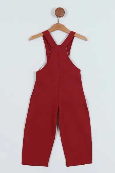 Bordo (1-5 Yaş) No Bueno Baskılı Cep Detaylı Kız Çocuk Salopet 234418