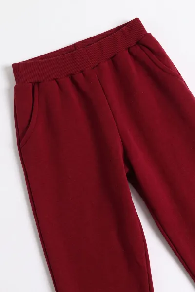 Bordo (10-14 Yaş) Kelebek Taş Baskılı Kapüşonlu 3 İp Şardonlu Kız Çocuk Kışlık Takım 498228