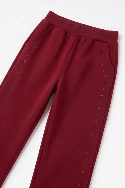 Bordo (10-14 Yaş) Taşlı 3 İp Şardonlu Kız Çocuk Kışlık Takım 498233