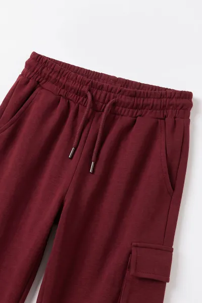Bordo (10-15 Yaş) Kapüşonlu Kanguru Cepli Oysho Kız Çocuk Takım 497517