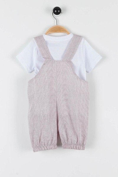 Bordo (12-24 Ay) Ayı Nakışlı Cep Detaylı Paça Lastikli  Erkek Bebe Takım 169465