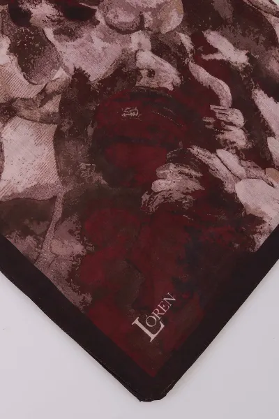 Bordo 180X70 cm Dijital Baskı Luna Desenli Pamuk Şal 420486