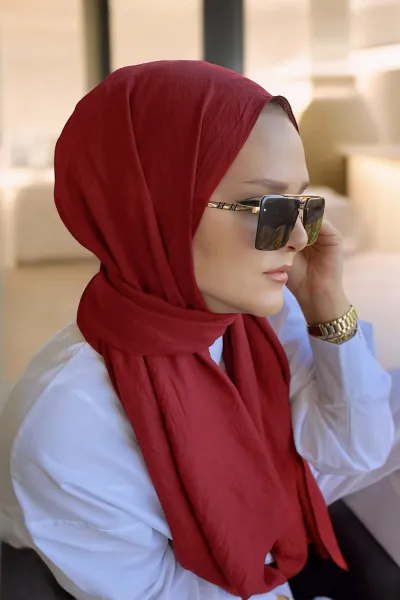 Bordo 180x70 Pamuk Kraş Kırışmaz Şal 270781