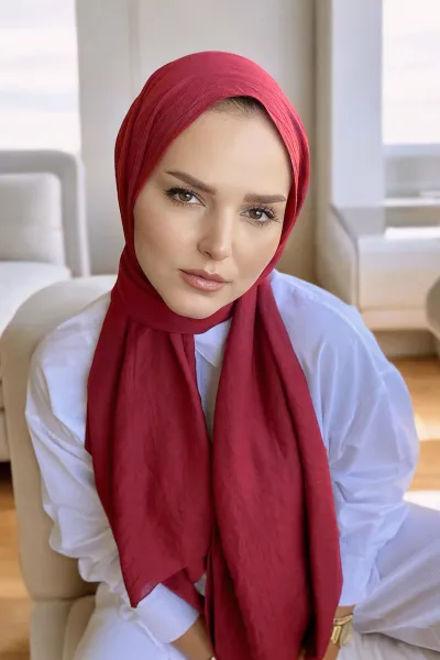 Bordo 180x70 Pamuk Kraş Kırışmaz Şal 270781