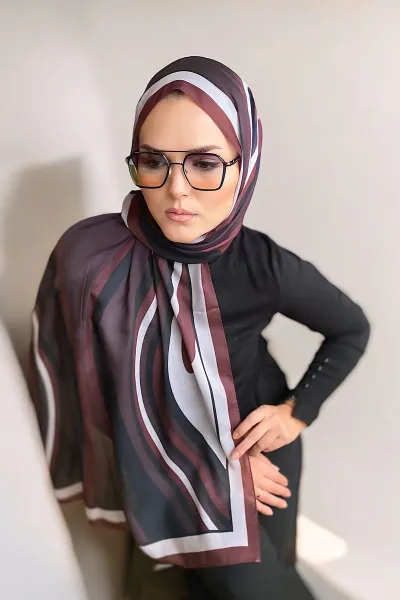 Bordo 180x70 Desenli Dijital Baskılı Pamuk Şal 323048