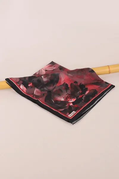 Bordo 180x75 Cm Our Fashion Dijital Baskılı Desenli Bambu Kraş Şal 396715