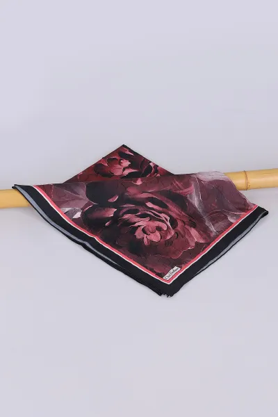 Bordo 180x75 Cm Our Fashion Dijital Baskılı Desenli Bambu Kraş Şal 468554