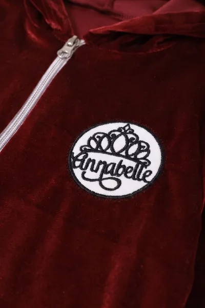 Bordo (2-10 Yaş) Fermuarlı Kapüşonlu Kadife Kız Çocuk Takım 481251