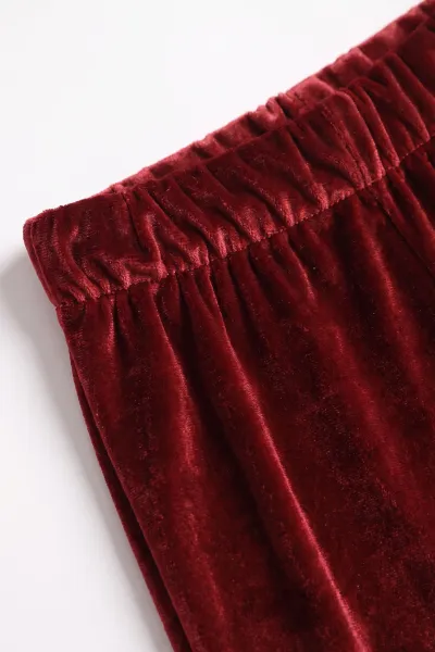 Bordo (2-10 Yaş) Fermuarlı Kapüşonlu Kadife Kız Çocuk Takım 481251