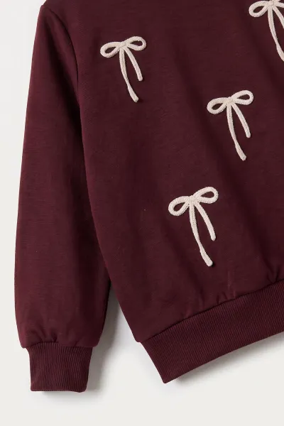 Bordo (2-5 Yaş)Fiyonk Nakışlı İki İp Kız Çocuk Takım 476261