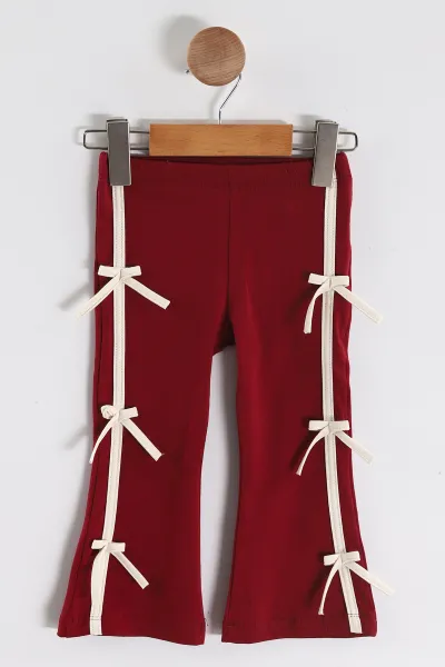 Bordo (2-6 Yaş) Fiyonk Detaylı Taytlı Kız Çocuk Yazlık Takım 449459