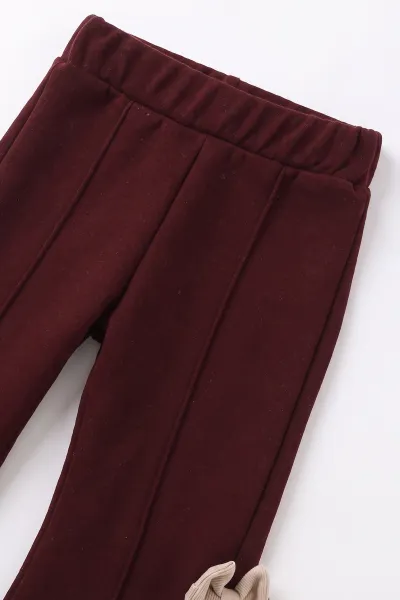 Bordo (2-6 Yaş) Fiyonk Nakışlı Alt Çimalı 3 İp Şardonlu Kız Çocuk Kışlık Takım 493790