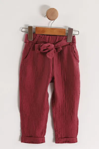 Bordo (2-6 Yaş) Kelebek Nakışlı Kol Brode Kız Çocuk Yazlık Takım 436526