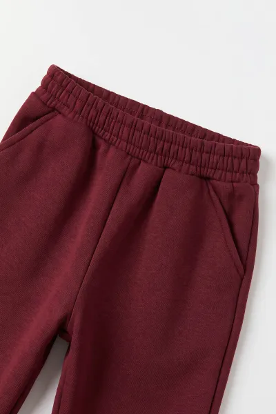 Bordo (2-6 Yaş) Ponponlu 3 İp Şardonlu Kapüşonlu Erkek Çocuk Takım 499446