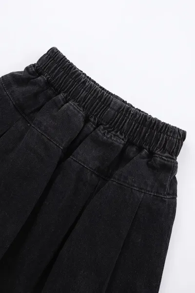 Bordo (2-7 Yaş) Karakter Baskılı Kot Yaka Kot Pileli Etekli Kız Çocuk 2'li Takım 499607