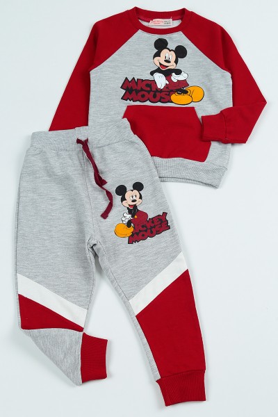 bordo-2-8-yas-mickey-mouse-baskili-erkek-cocuk-takim-96611
