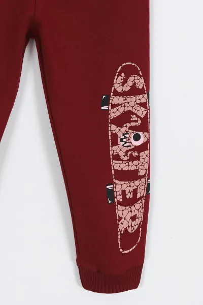 Bordo (2-8 Yaş) Skater Kabartma Baskılı Erkek Çocuk Alt 308976