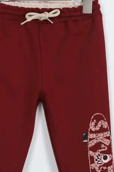 Bordo (2-8 Yaş) Skater Kabartma Baskılı Erkek Çocuk Alt 308976