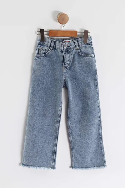 Bordo (3-10 Yaş)  Kalp Nakışlı Taşlı Sweatli Lazer Kesim Kot  Pantolonlu Kız Çocuk 2'li Takım 443410