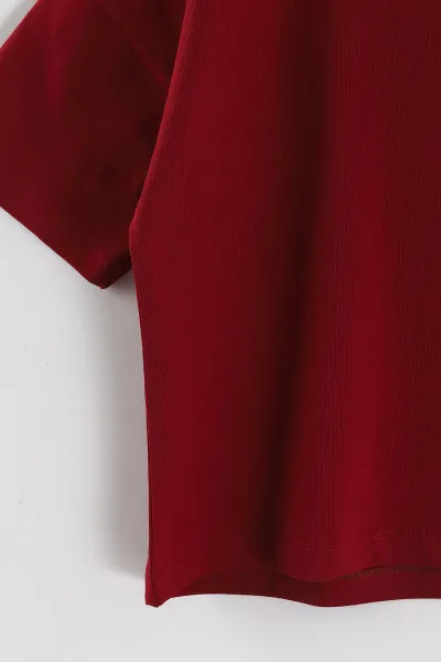 Bordo (3-10 Yaş) Karakter Baskılı Oversize Erkek Çocuk Tişört 469012