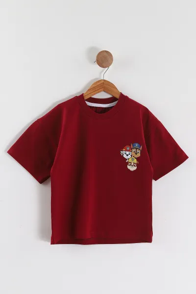 bordo-3-10-yas-karakter-baskili-oversize-erkek-cocuk-tisort-469012