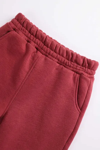 Bordo (3-10 Yaş)Çiçek Baskılı Fermuarlı Kapüşonlu 3 İp Şardonlu Kız Çocuk Kışlık Takım 488758