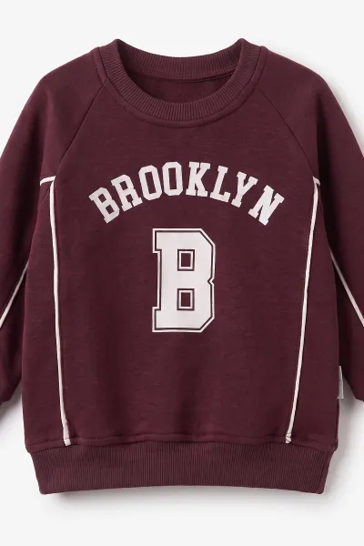 Bordo (3-12 Yaş) Brooklyn Baskılı 3 ip Şardonlu Erkek Çocuk Kışlık Takım 494714