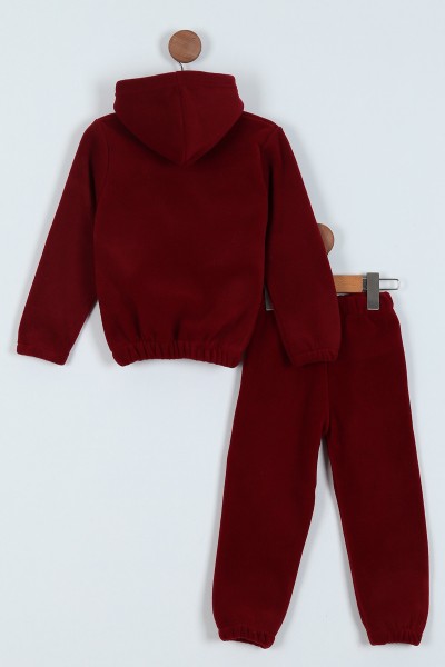 Bordo (3-6 Yaş) Nakışlı Bel Lastikli Polar Erkek Çocuk Takım 224198