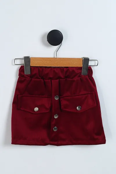 Bordo (3-7 Yaş) Kadife Etekli Badili Kız Çocuk Takım 345320