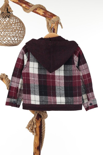 Bordo (3-7/8-12 Yaş) Guard Nakışlı Kapüşonlu Fermuarlı Erkek Çocuk Hırka 143430