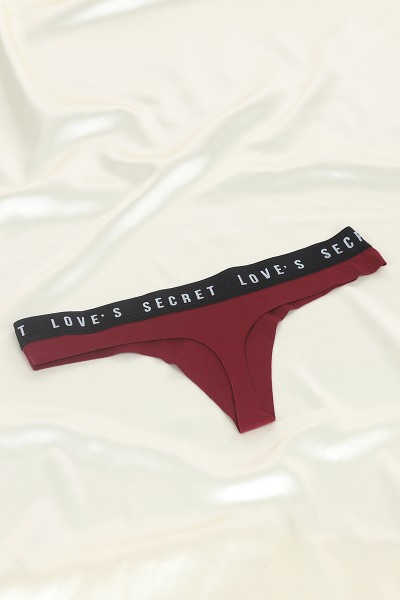 Bordo 3908 Tanga Pamuk Lazer Bel Spor Lastikli Külot 99843