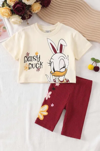 bordo-4-10-yasdaisy-duck-baskili-alt-fitilli-baskili-sort-diz-boy-kisa-taytli-kiz-cocuk-yazlik-takim-469890