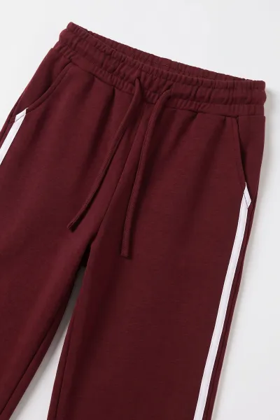 Bordo (4-12 Yaş) Baskılı  Kapüşonlu Oysho Kumaş Kız Çocuk 2'li Takım 496903