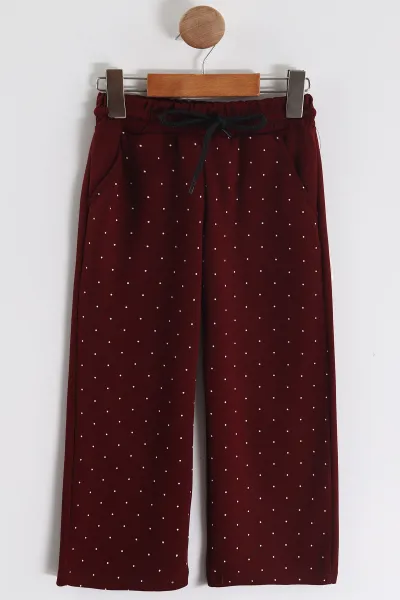 Bordo (4-12 Yaş)Mıu Baskılı Puantiyeli Kız Çocuk Takım 455265