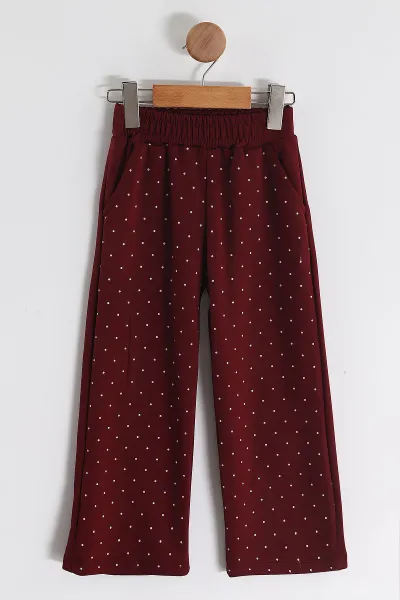 Bordo (4-13 Yaş) Puantiye Desen Fiyonklu Pantolonlu Oysho Kız Çocuk Takım 459660