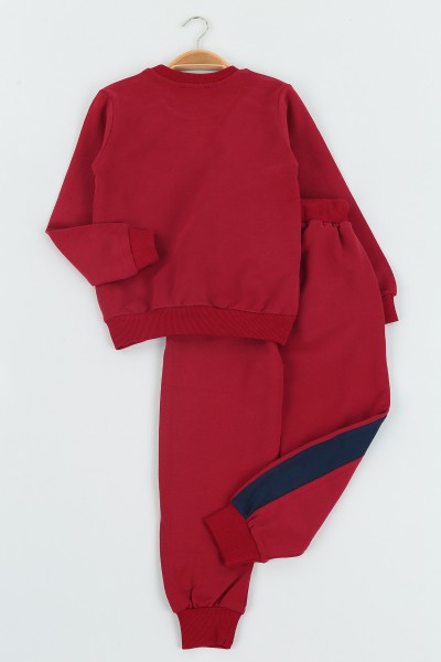 Bordo (4-8 Yaş) Selfıe Ayı Baskılı İki İp Erkek Çocuk Takım 137544