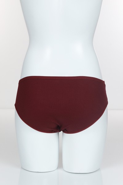 Bordo 4347 Bikini Ön Bel Şerit Bant Alt ve Arka Ribana Pamuk Külot 102292