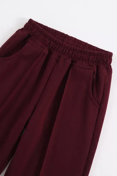 Bordo (5-10 Yaş) Kolları Simli    Oysho Kumaş Kız Çocuk Takım 498533